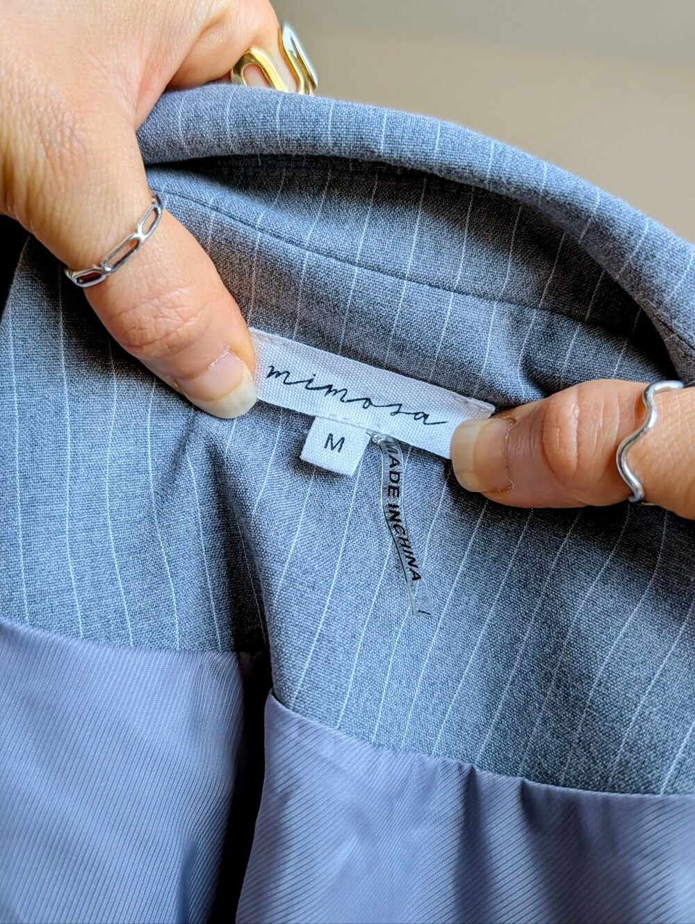 Upcycled Minosa blue gray pinstripe vest - Picture 8 of 9